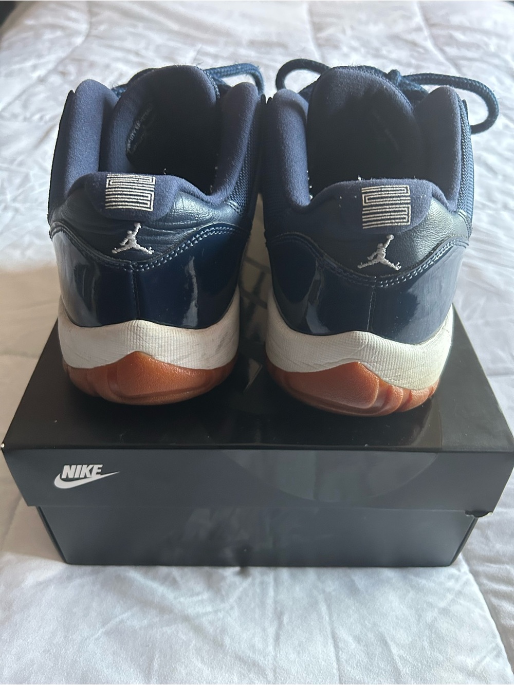 Jordan Navy Blue and Gum-Soled Low-Top Sneakers - Picture 10 of 13